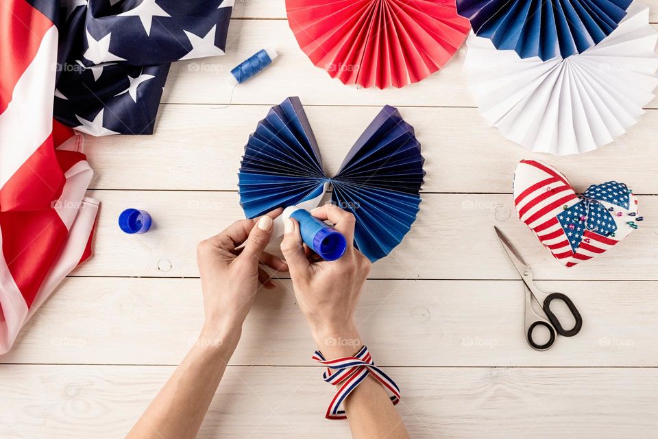 woman holding USA flag