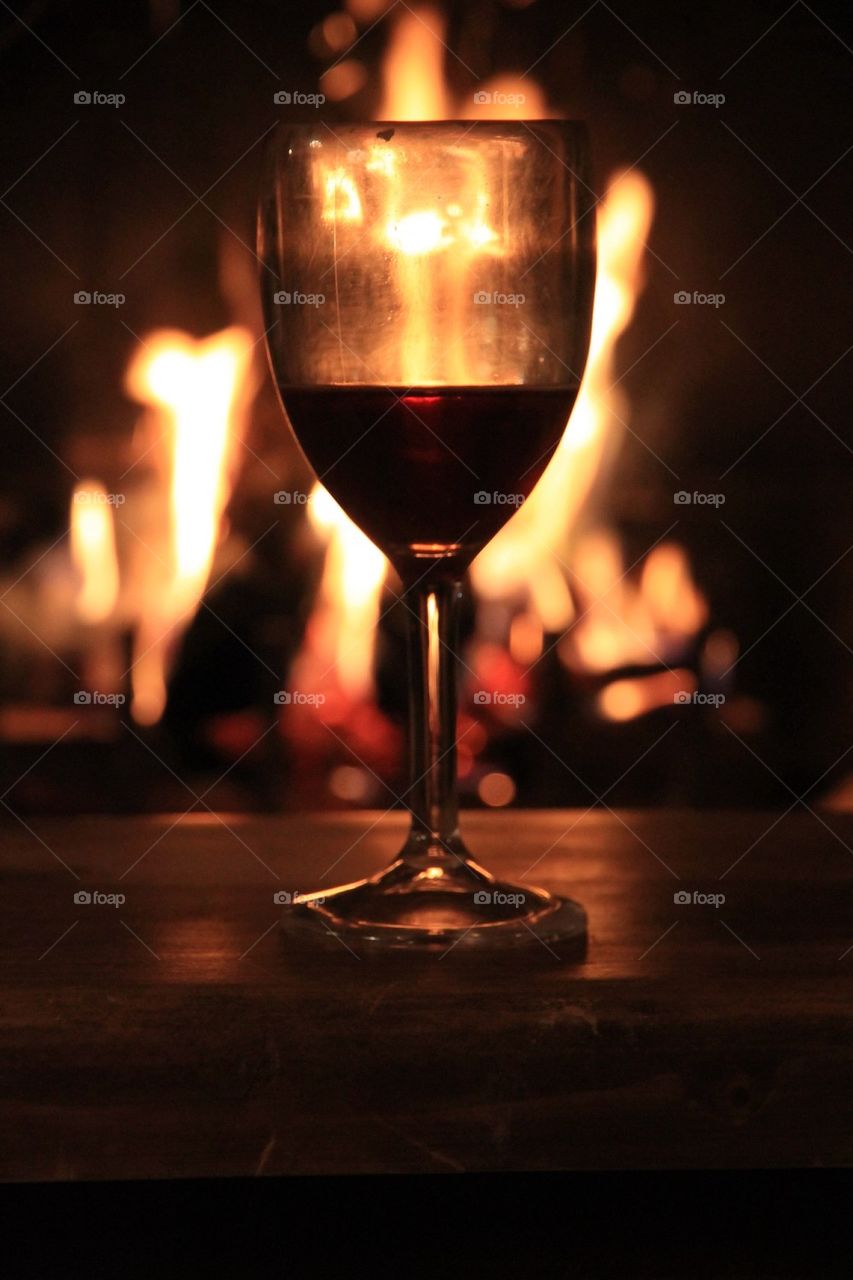 Wine in front of the fire