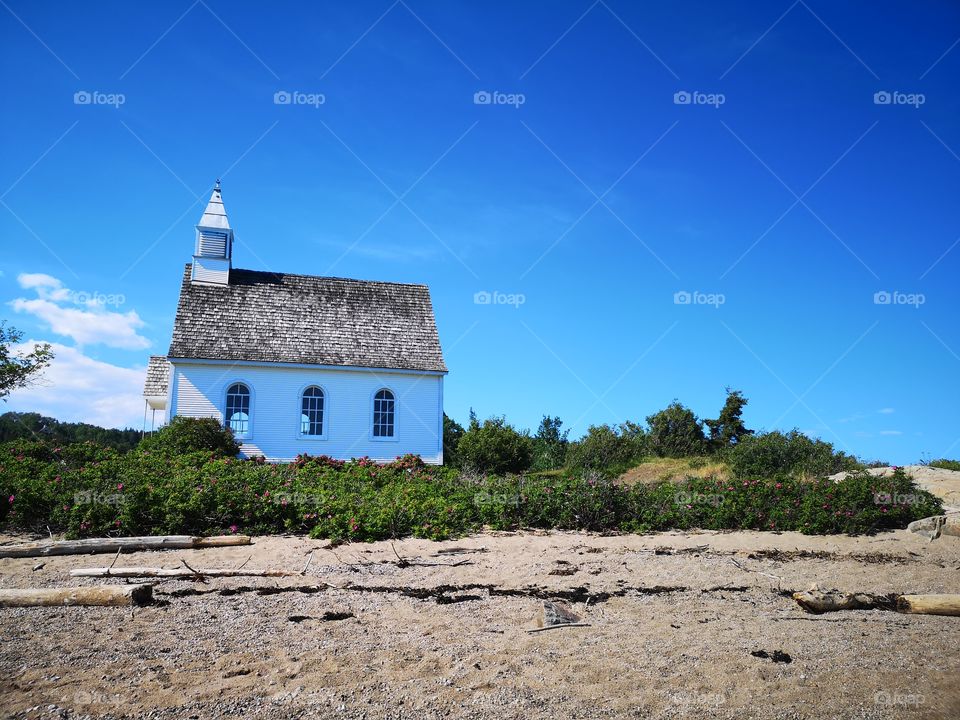 A little chapel on the beach. Port-au-Persil. Québec. Canada.