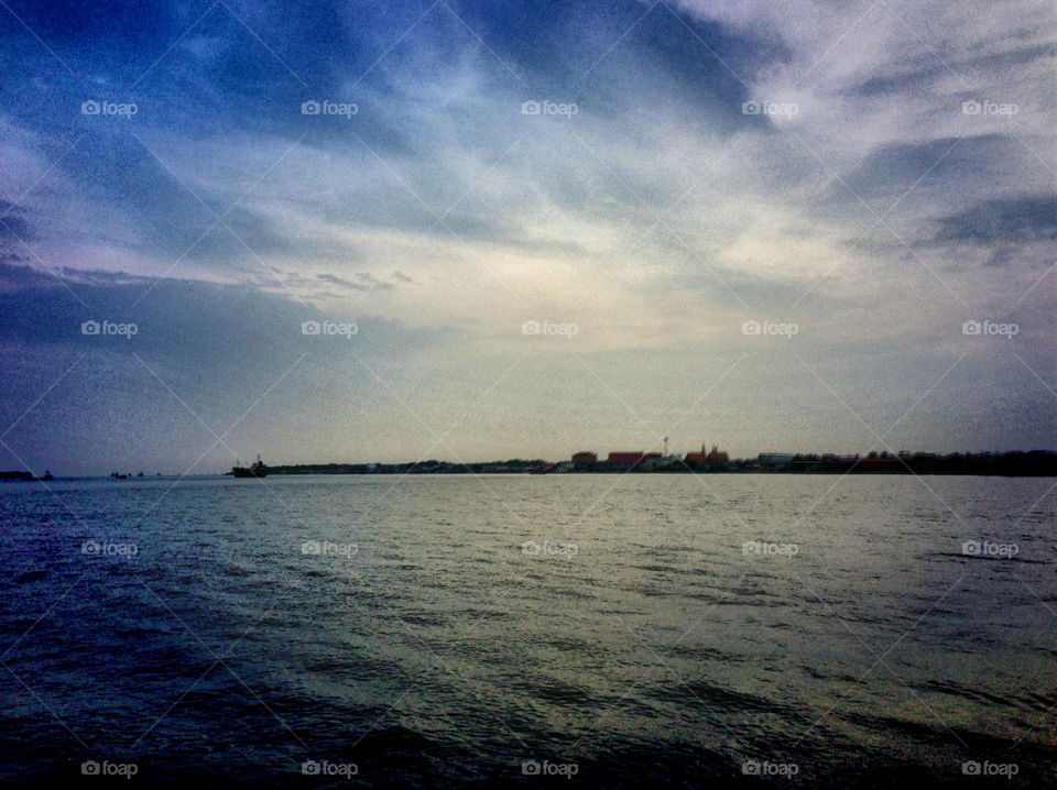 Blue sky over the water