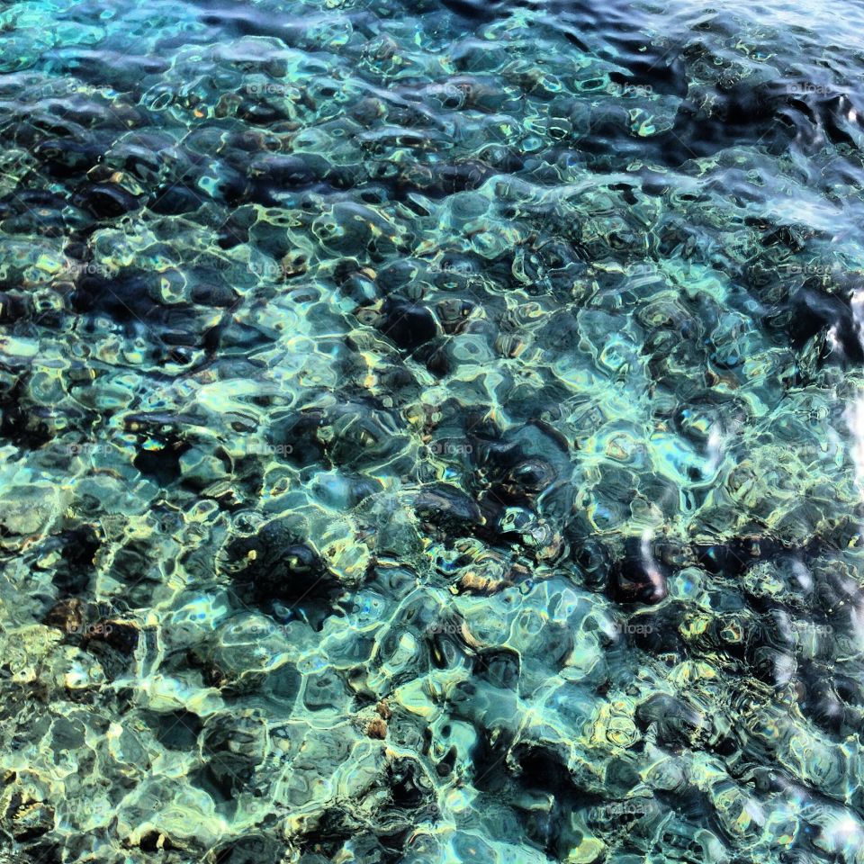 High angle view of clear water