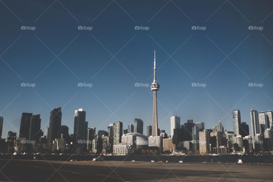 Toronto skyline from airport beautiful