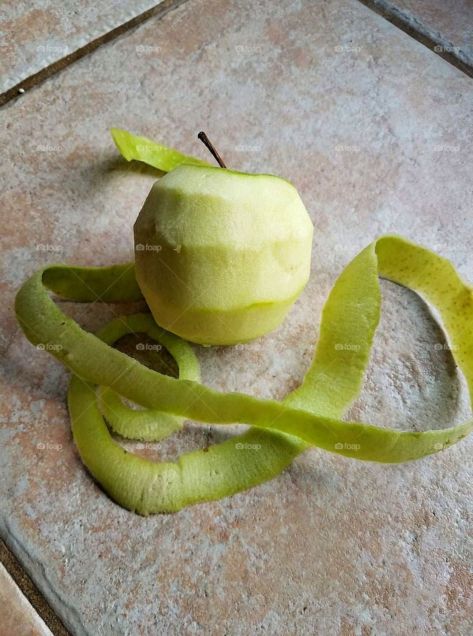 Peeling an apple