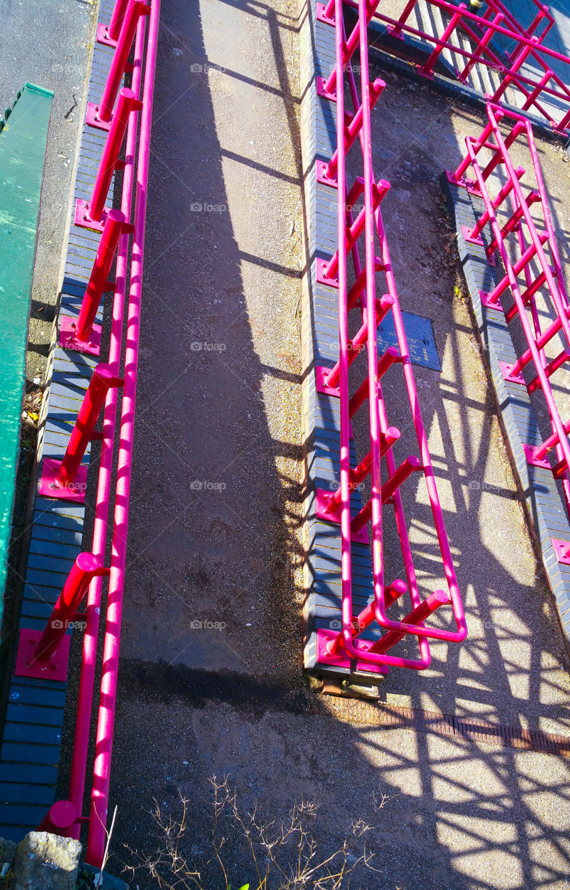 Pink wheelchair access ramp