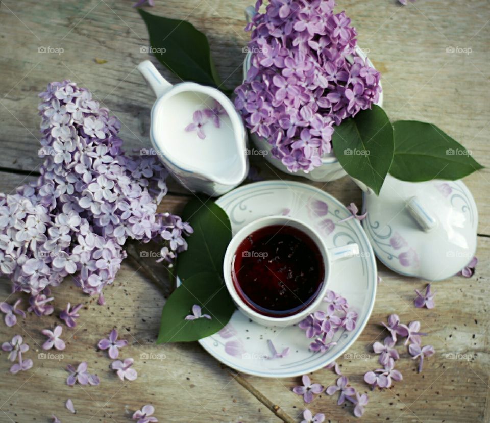 Tea set with Purple flowers