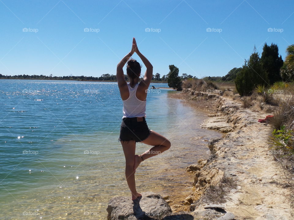 Yoga by the lake