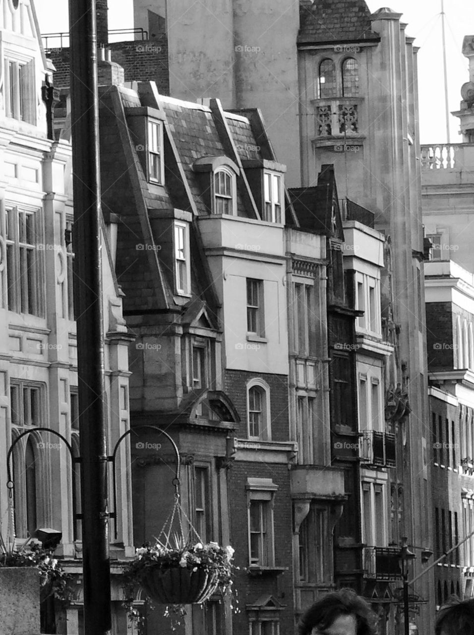 Old buildings in London. View of London street structures