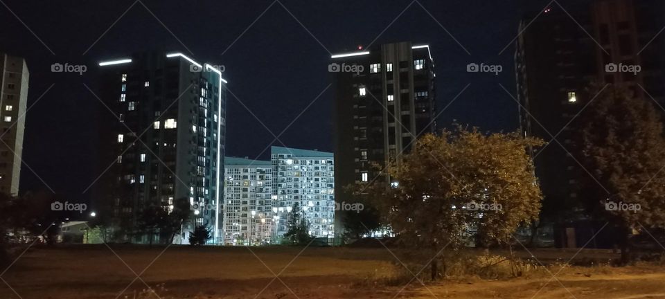 beautiful night windows light street view