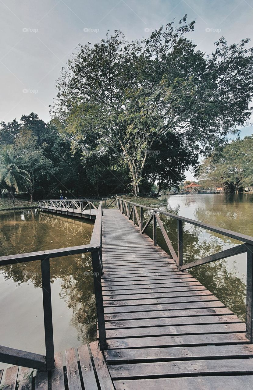 Wooden Bridge by the Lake