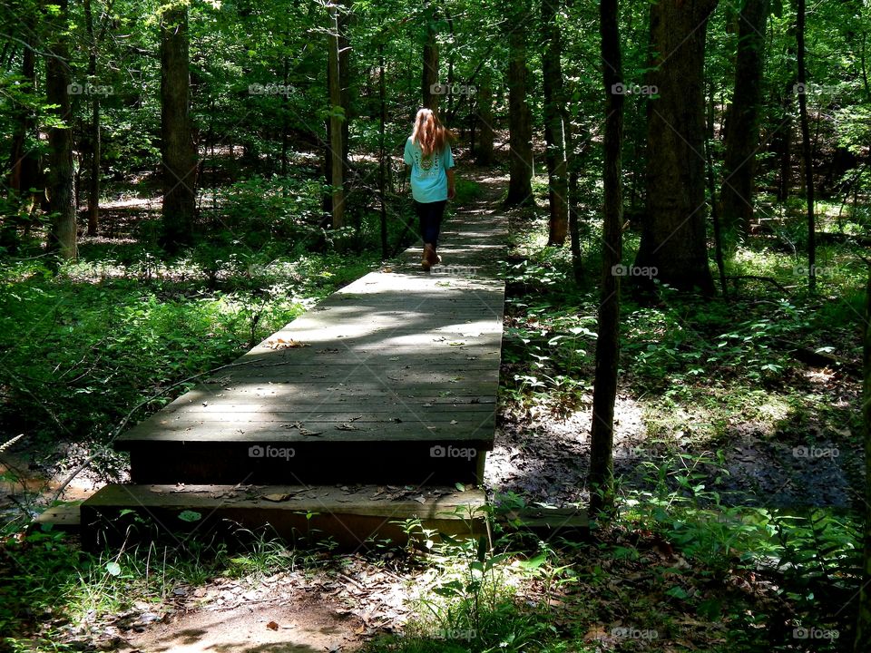 Along the trail to a Revolutionary War battlefield at Musgrove Mill historical site in South Carolina