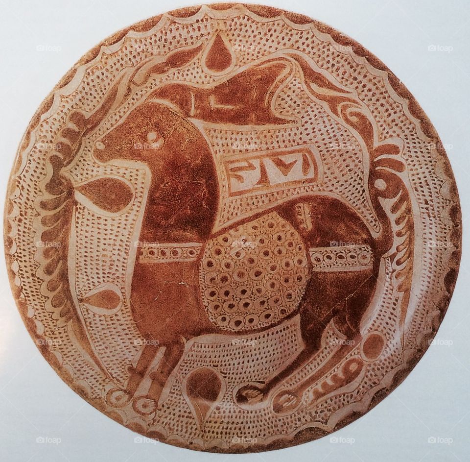 Antique Ceramic Horse Pattern Dish