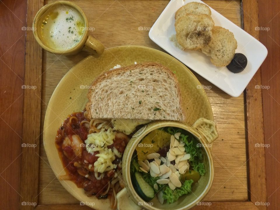 french meal, pasta and sandwich! 