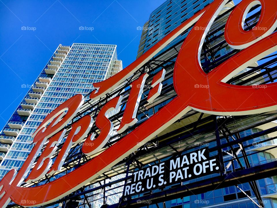 Colorful Vintage Pepsi-Cola Sign in Long Island City, NYC in 2017
