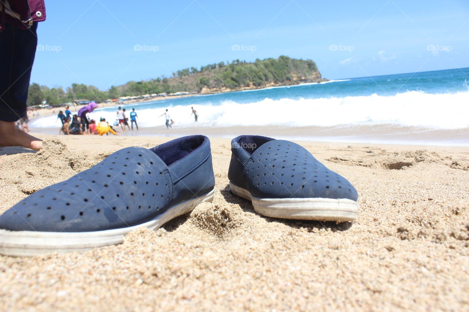 Shoes at The Tambakrejo Beach Indonesia