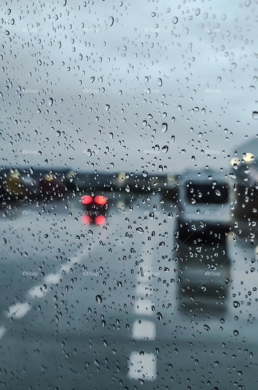 Rain drops on the Glass