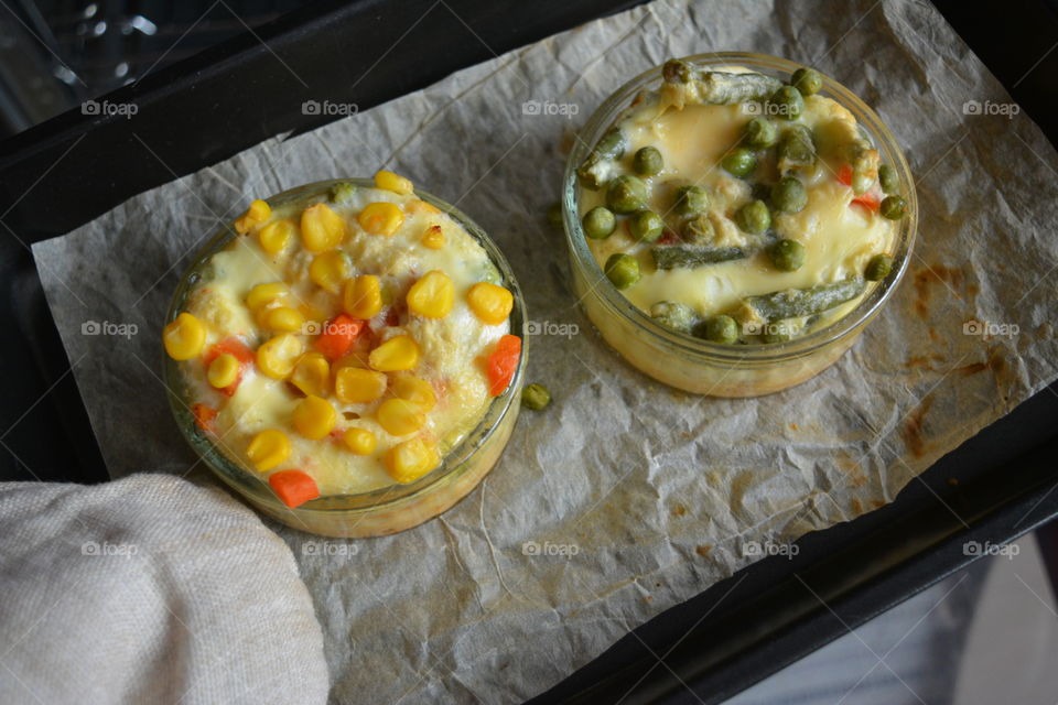 High angle view of omelet in bowl