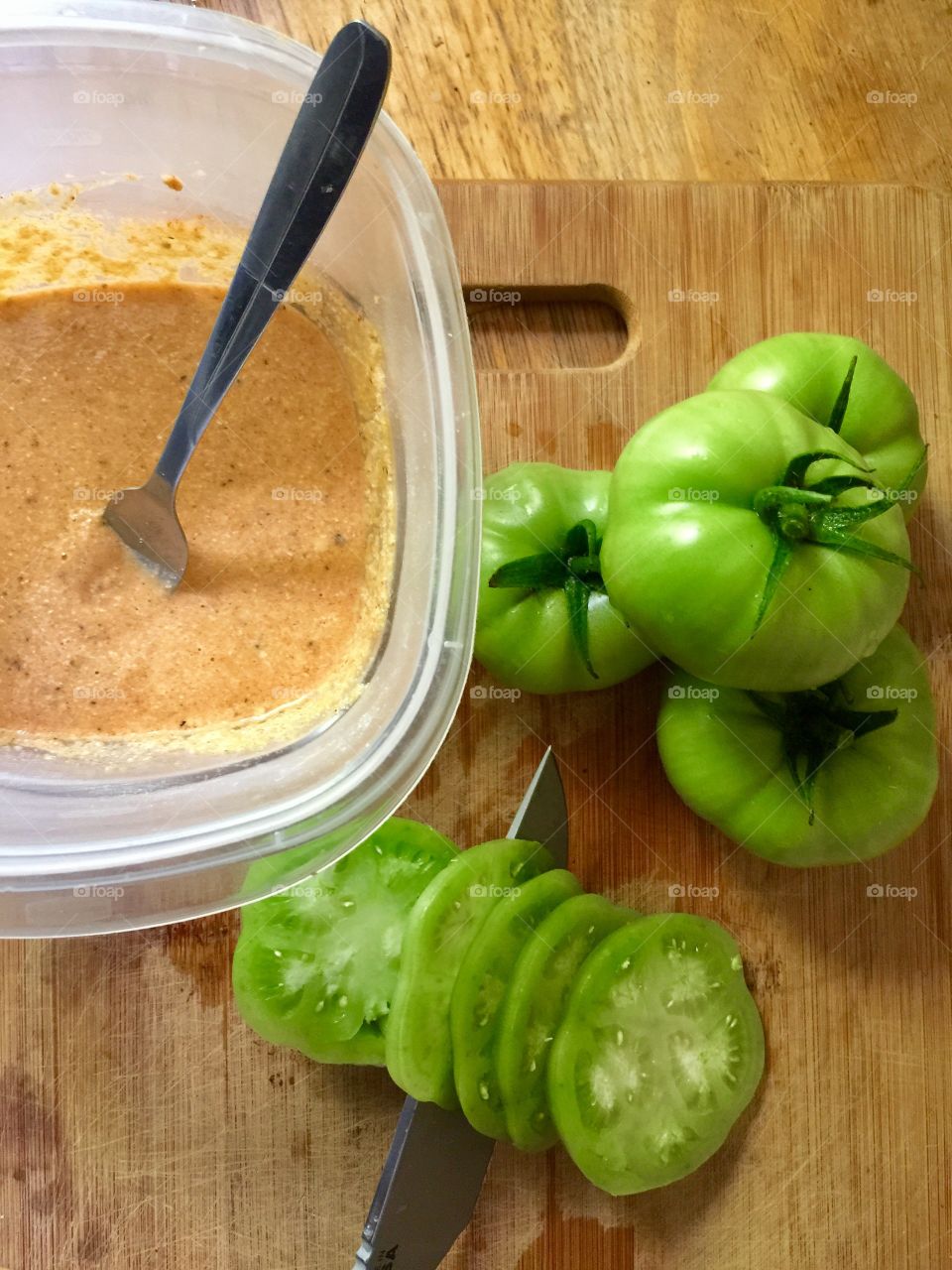 Fried green tomatoes from the garden 