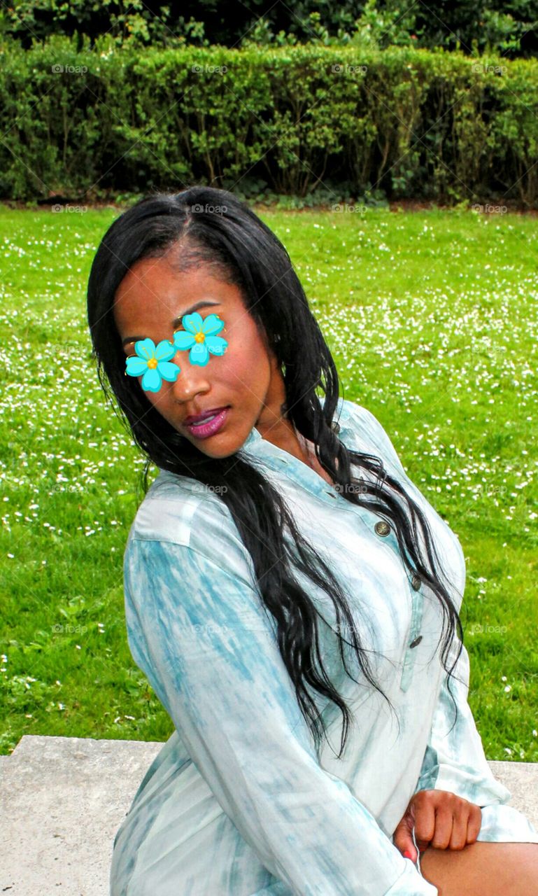 flower covered eyes, model