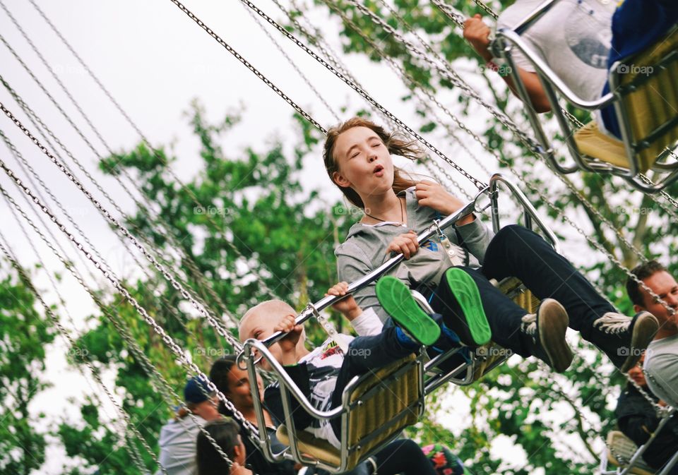 Children on the swing ride