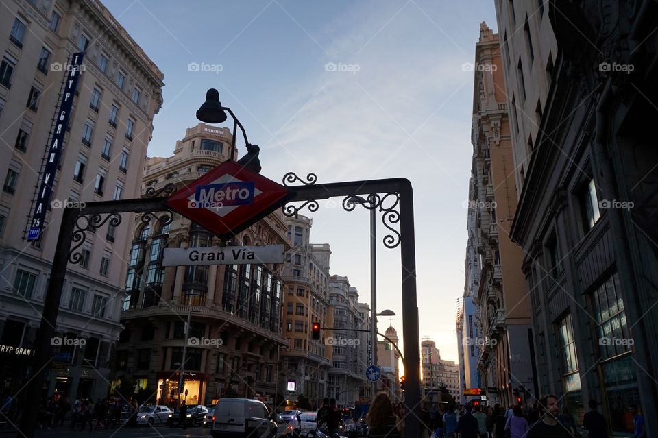 Gran Vía Metro sign, Madrid, Spain 