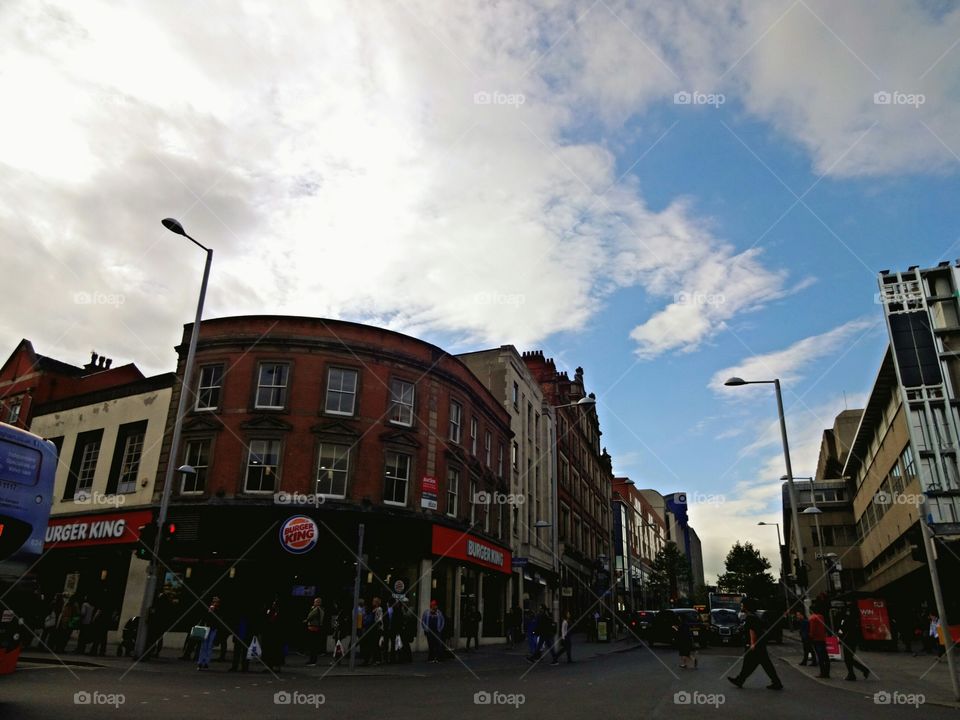 street. street in the city center of Nottingham , United Kingdom