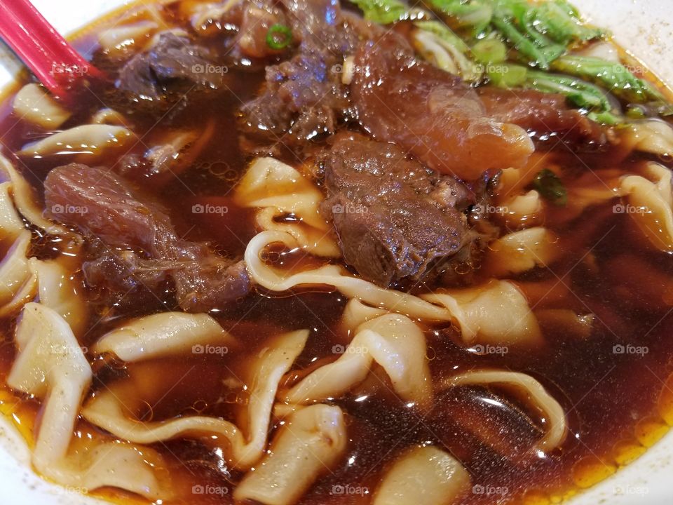 Taiwanese beef tendon egg noodle soup