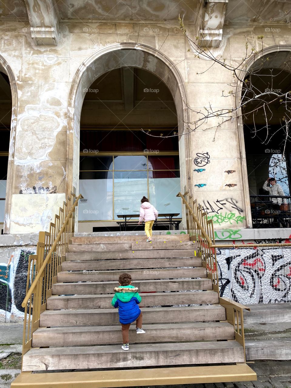 Walk to time, young human, old building