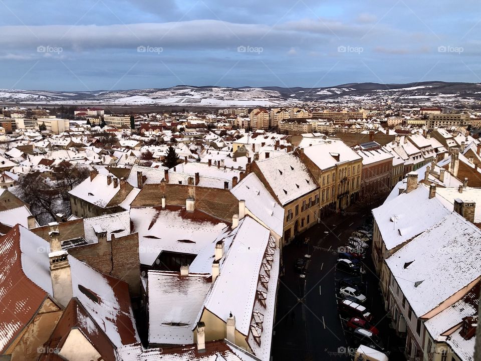 City in winter