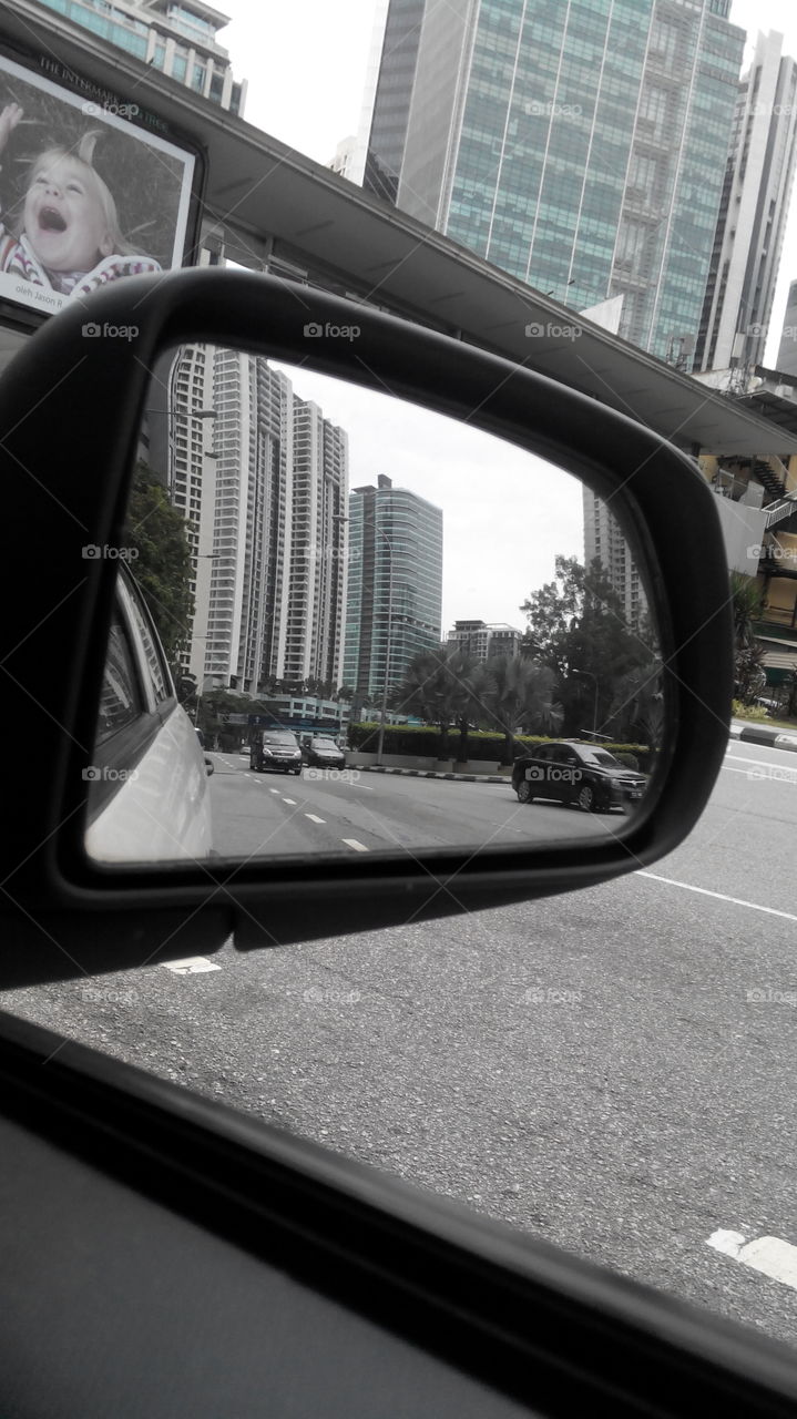 Side mirror view.