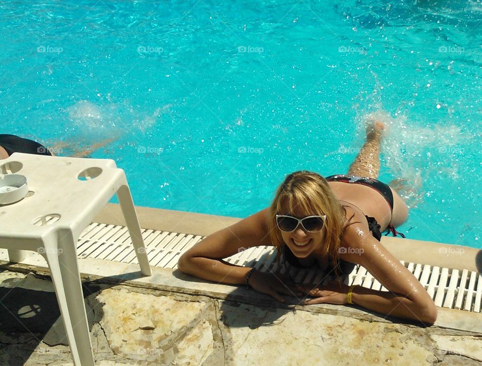 Early summer swimming  - aerobics time in swimming pool