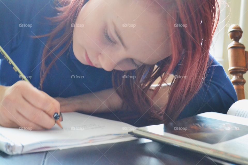 Girl doing homework