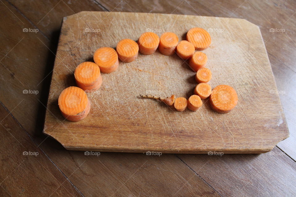 carrot cut on wooden table