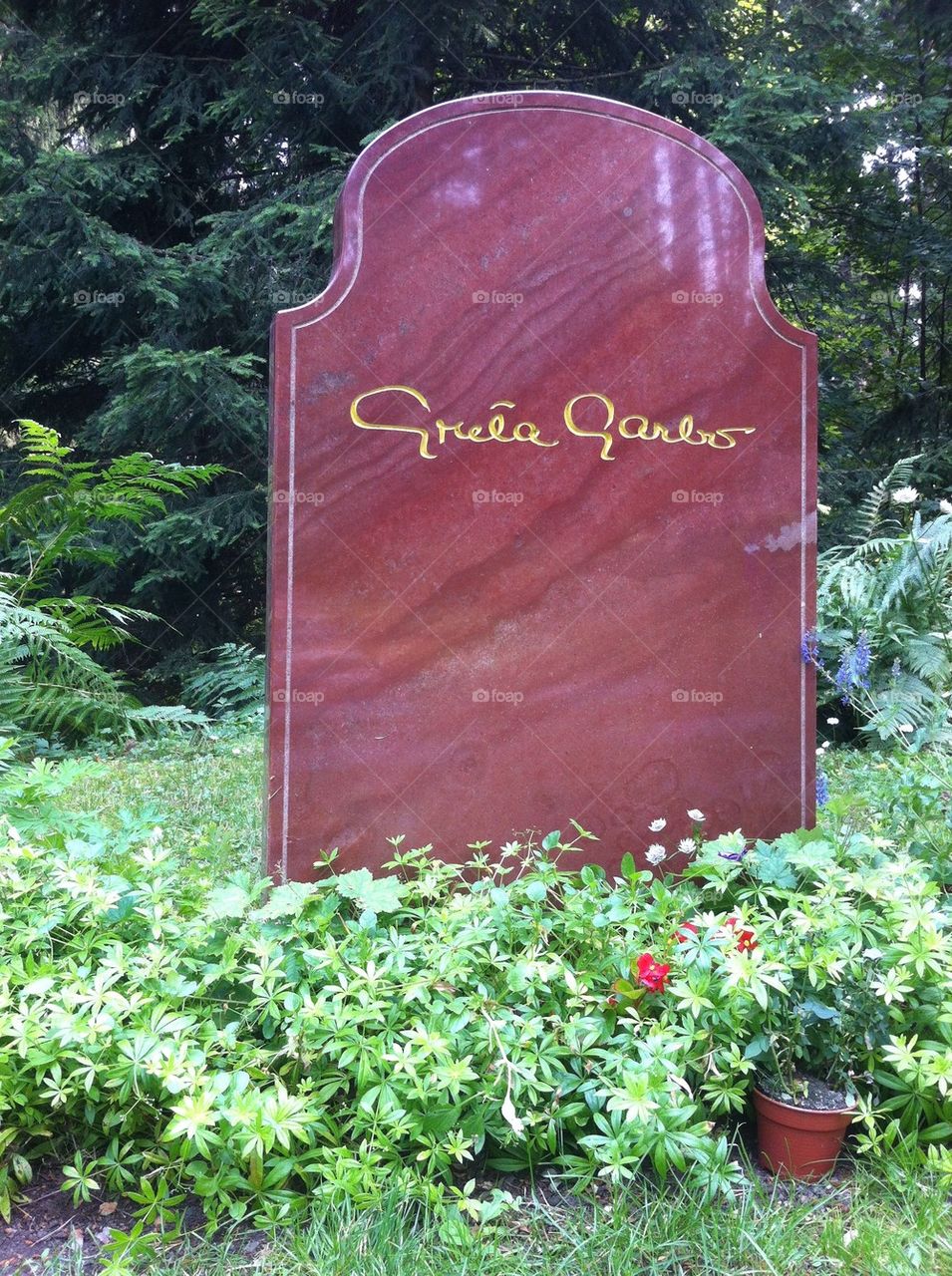Greta Garbo grave at the UNESCO cemetery of Skogskyrkogården,