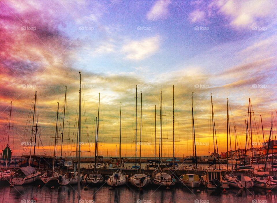 Sunset at marina