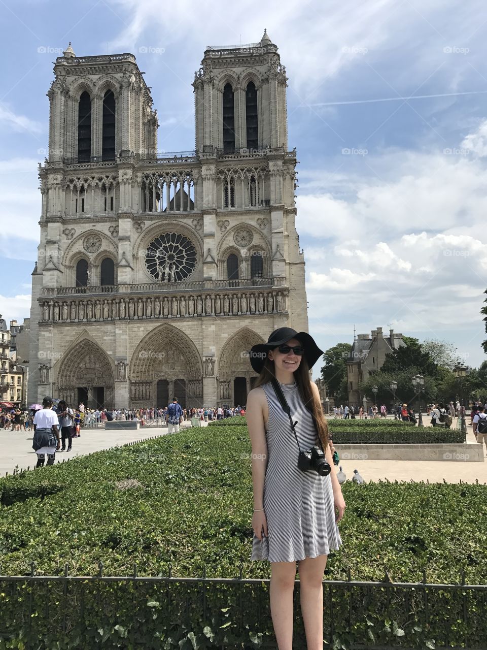Tourist at Cathedral Notre Dame de Paris, France