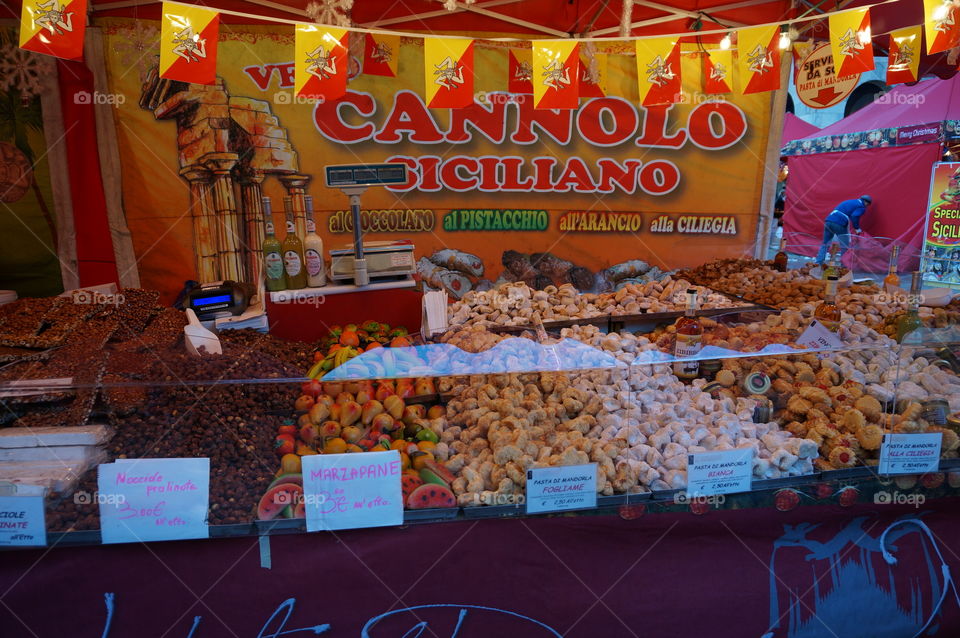 Sweets stand in Milan. Holiday market