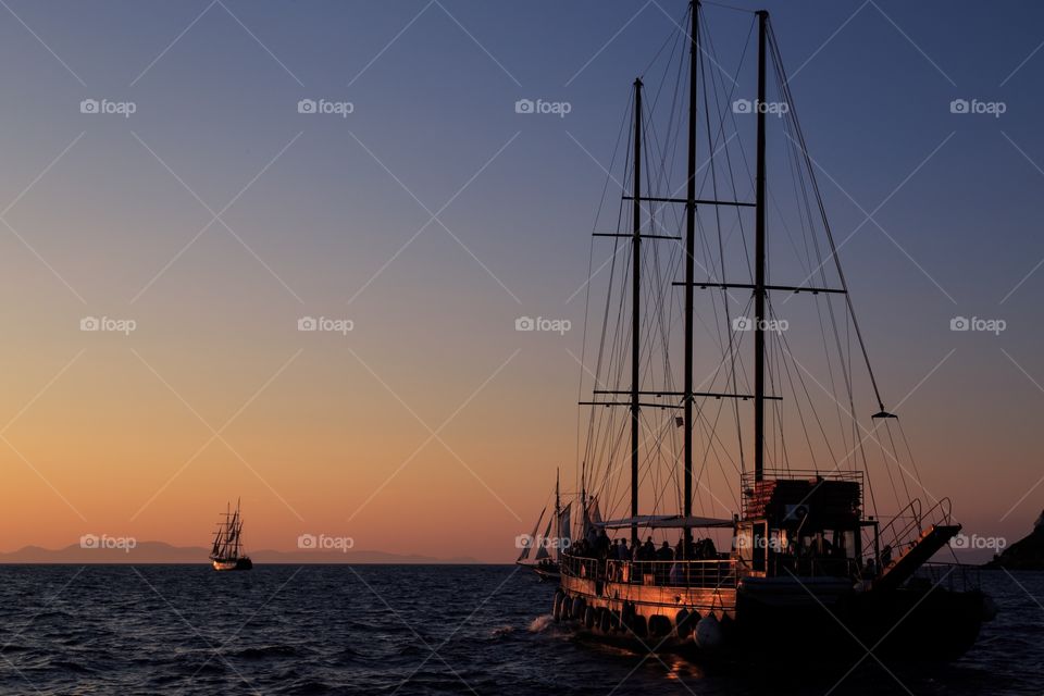 Water, Sunset, Sea, Sailboat, Watercraft