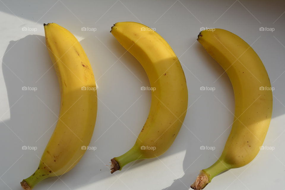 banana fruits white top view isolated