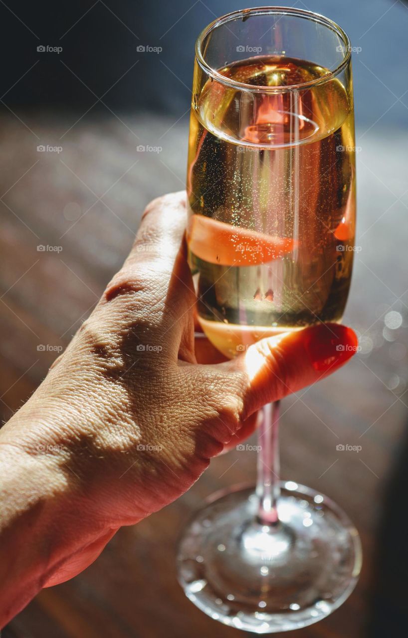 champagne glasses in the hand