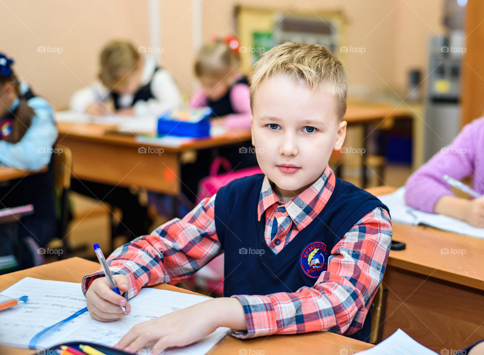 Pupil, school, grade 1, photo of a boy