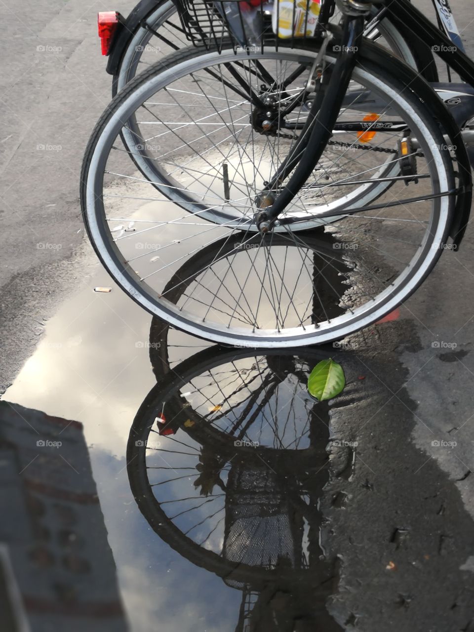 Bicycle rain reflections