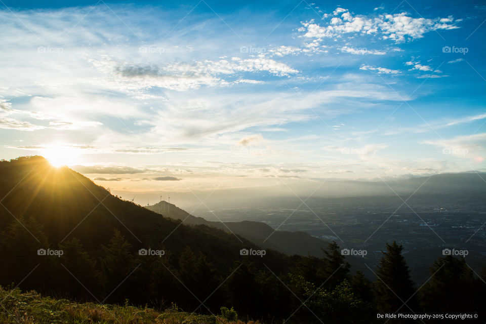 Eolicas Costa Rica. Sunset in the mountains