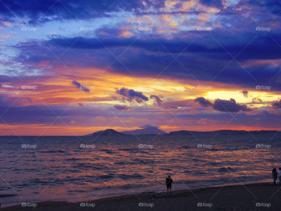 Sunset over Cape Miseno (Naples - Italy).