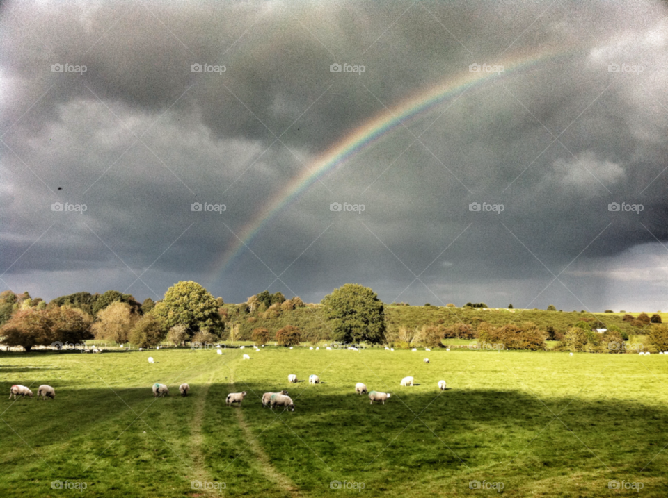 landscape green england rainbow by bencobb
