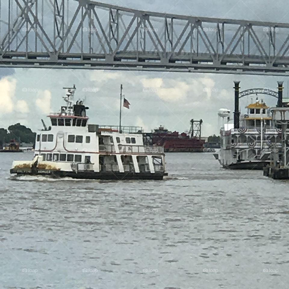 A ferry rolling on the river