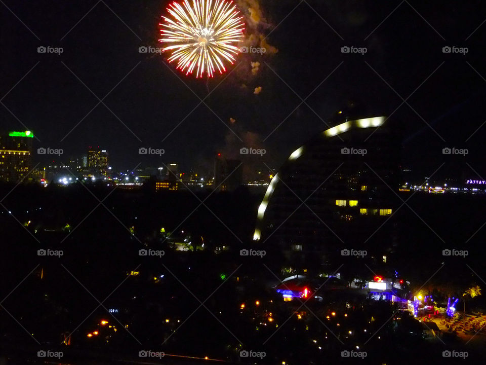 THE FESTIVAL FIREWORKS IN PATTAYA THAILAND