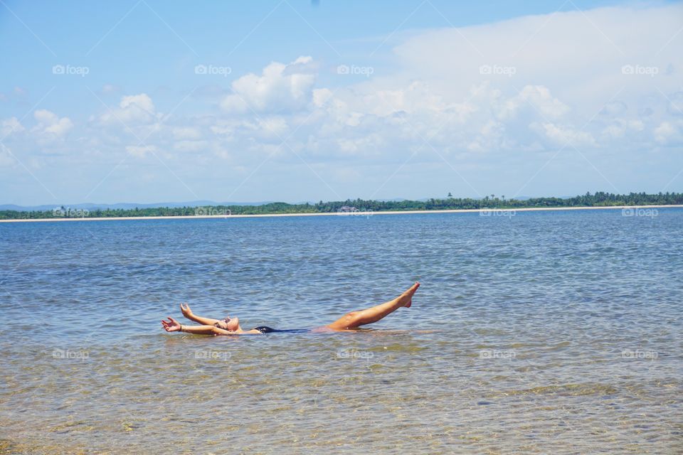 Sunbathing in the ocean