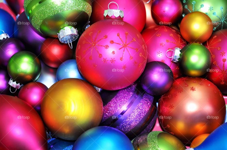 Collection of colorful Christmas ornaments