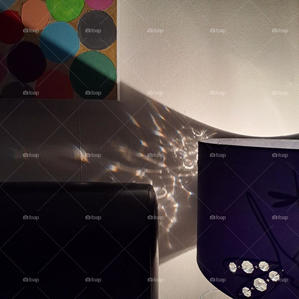 abstract. wall with shadow pattern from lamp. shape, shadow, light, colour