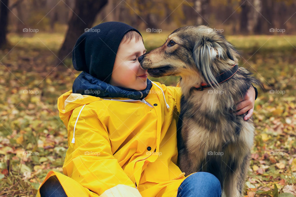 boy with a dog